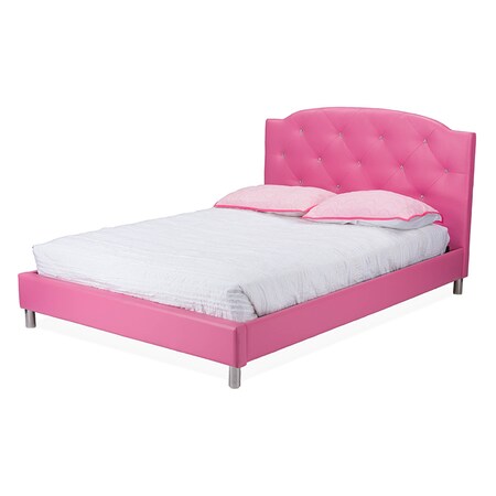Baxton Studio Canterbury Pink Leather Contemporary Full-Size Bed 113-6046